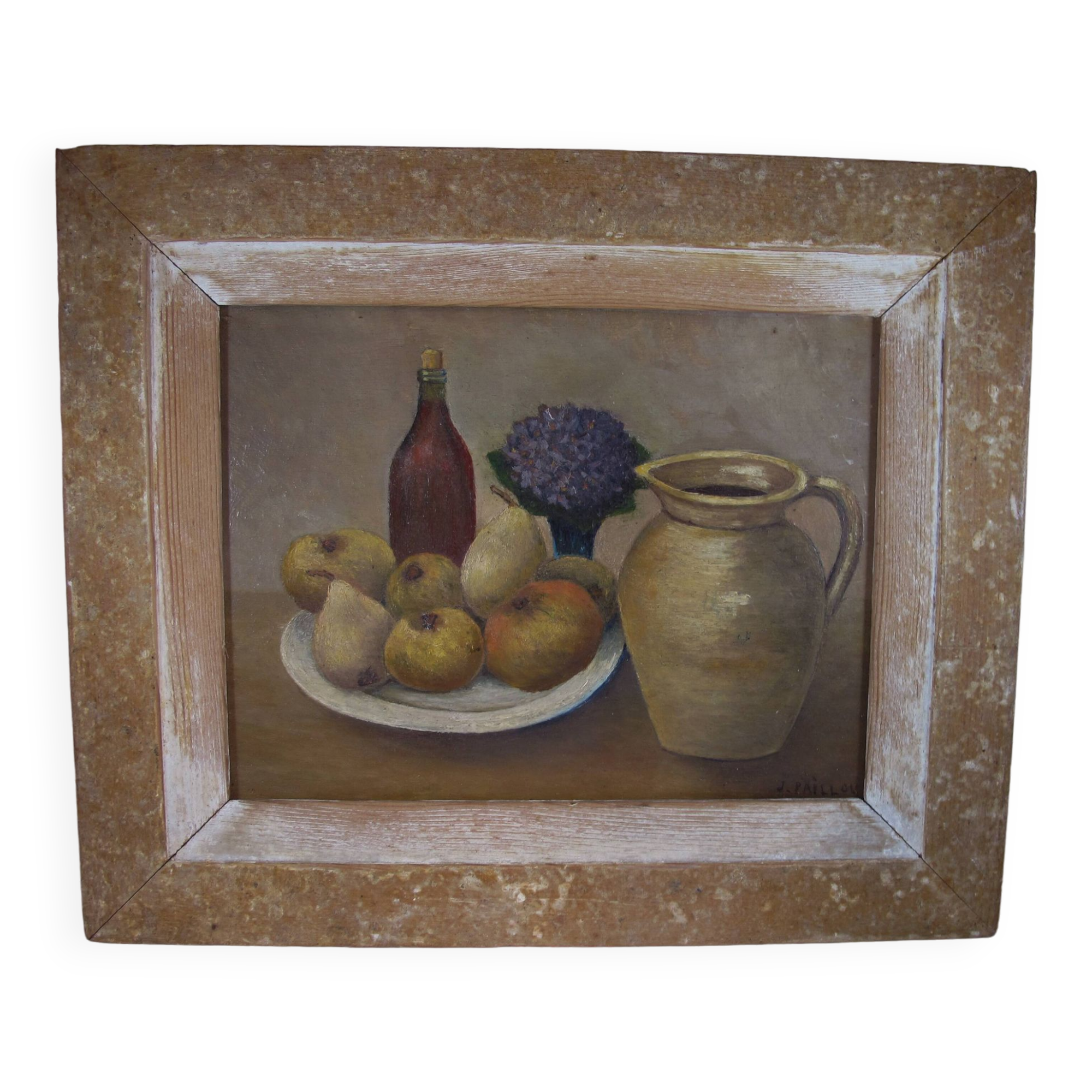 French painting oil on panel Still Life signed J. Paillou