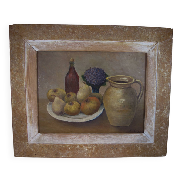 peinture Française huile sur panneau Nature Morte signé J. Paillou
