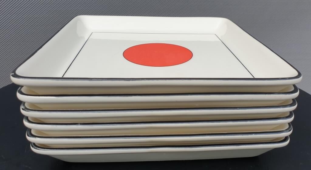 Lot of 6 square plates model Tokyo by Gien H2