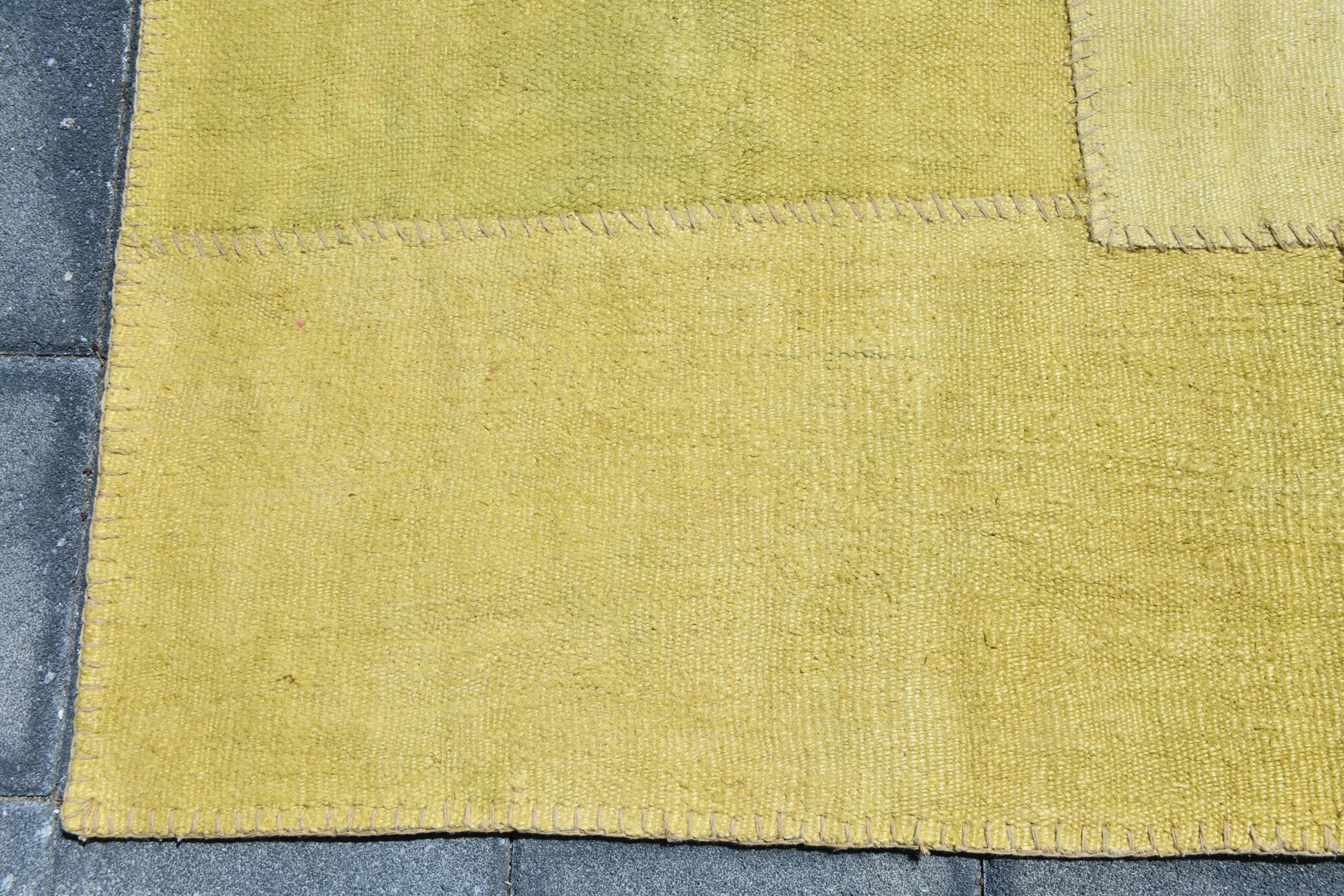 Mustard Yellow Decorative Turkish Kilim Carpet Rug, 212x305 Cm