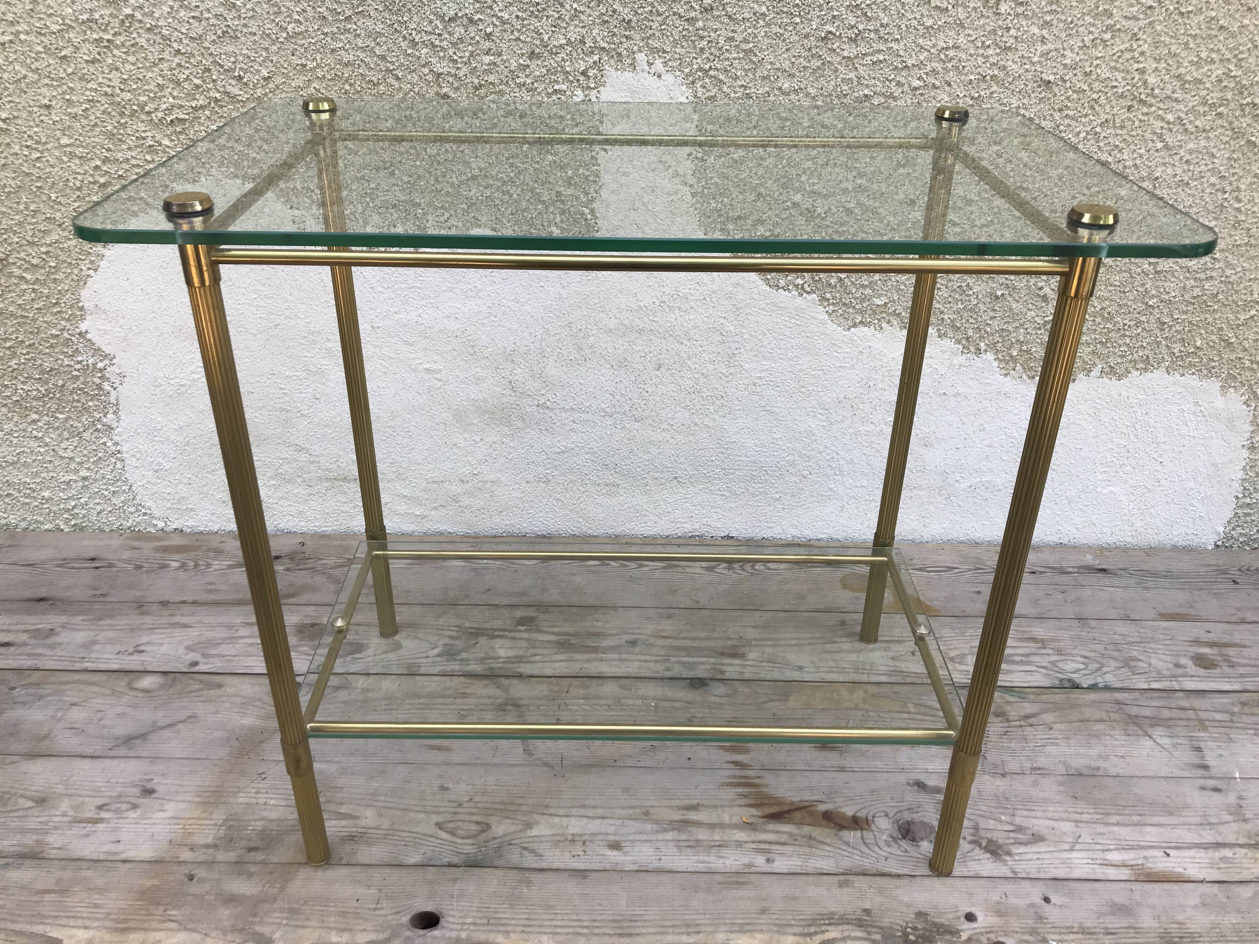 Coffee table brass and glass, 70s