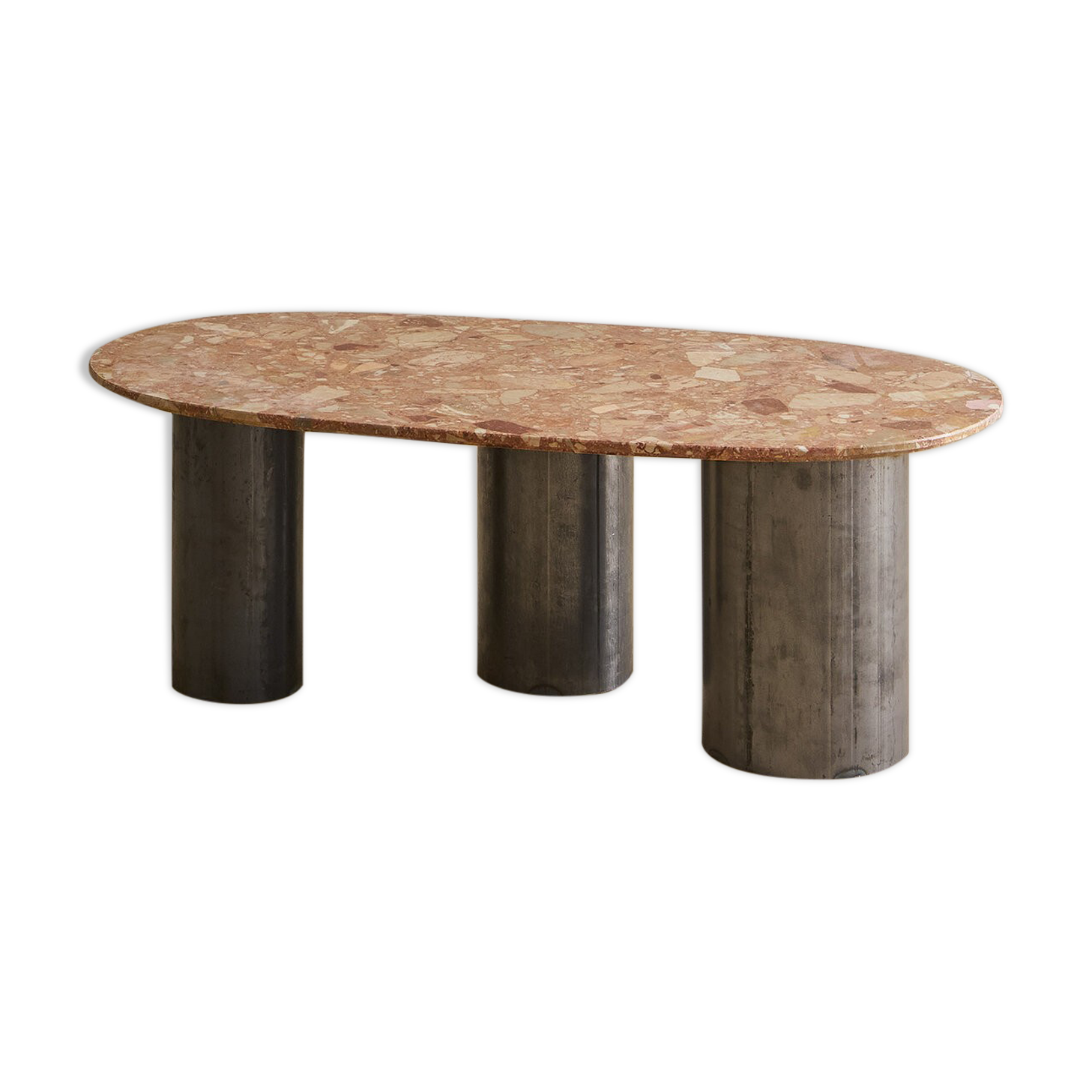 Terracotta coffee table and steel feet