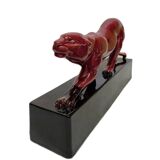 French Ceramic Art Deco Statue Of A Panther 1930s