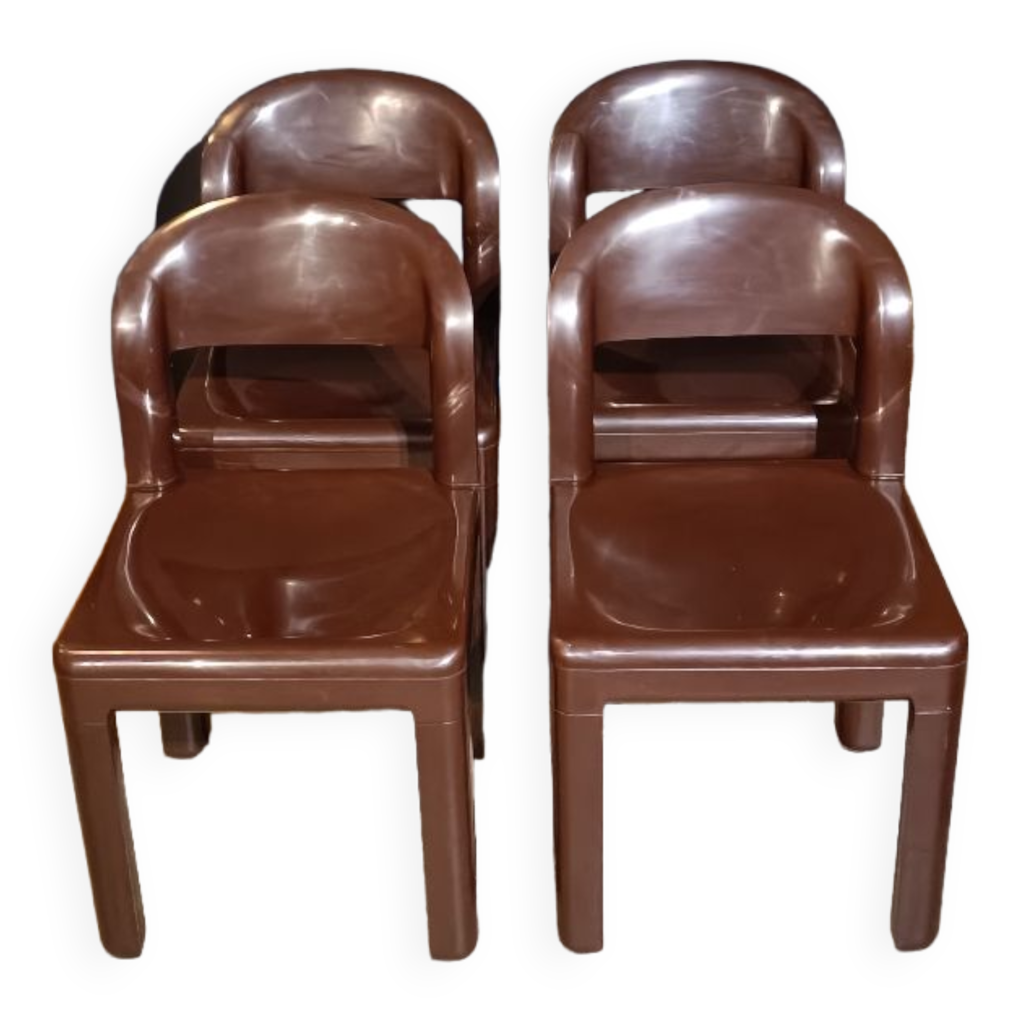 4 chaises par Massoni & Pelizza pour Guzzini, Italie, années 1970