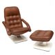 Vintage Lounge Chair & Ottoman "Origlia" – Tawny Leather & Pirelli Straps