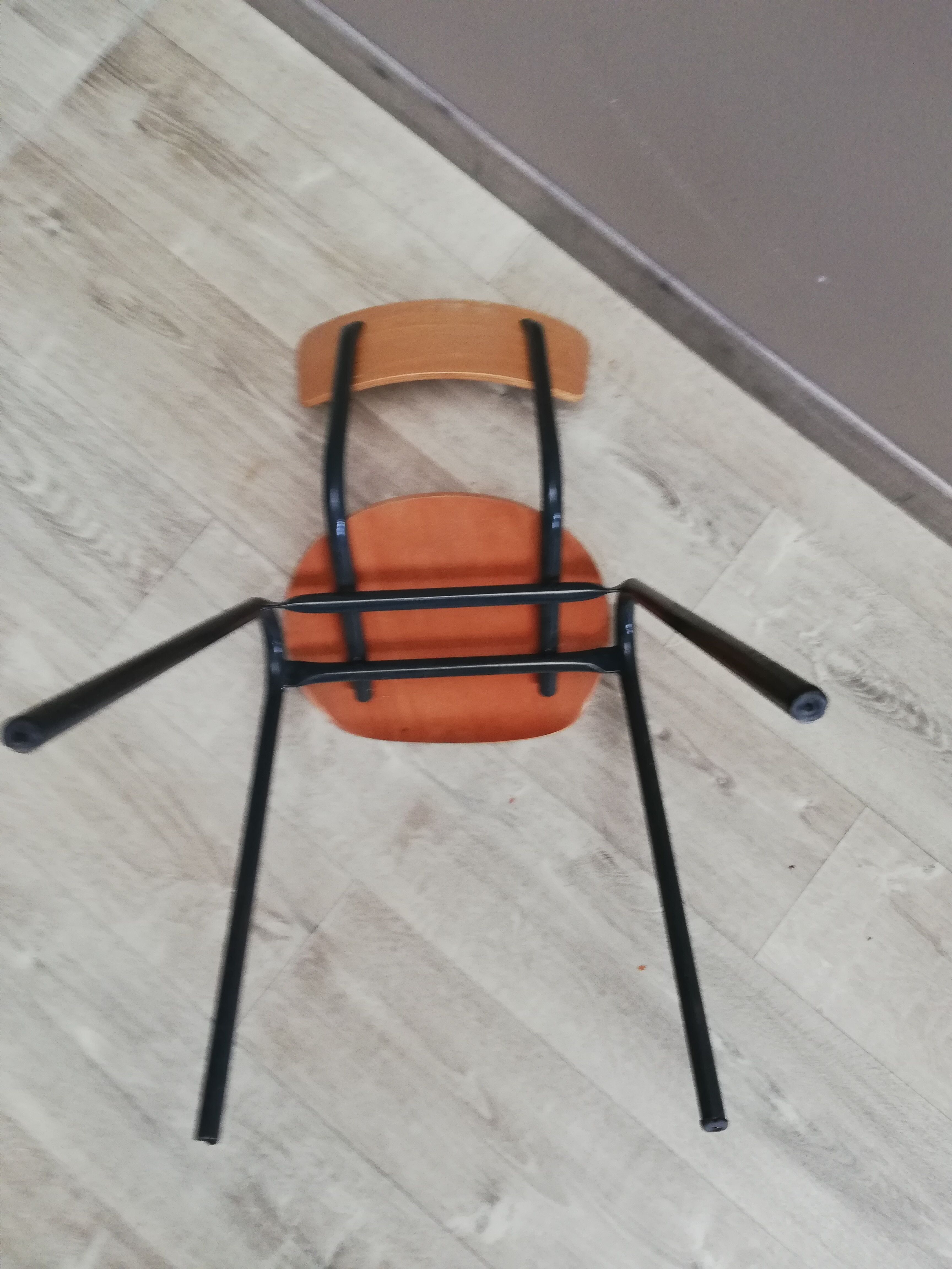 Steel chair wood foot design compass Scandinavian vintage 60 70