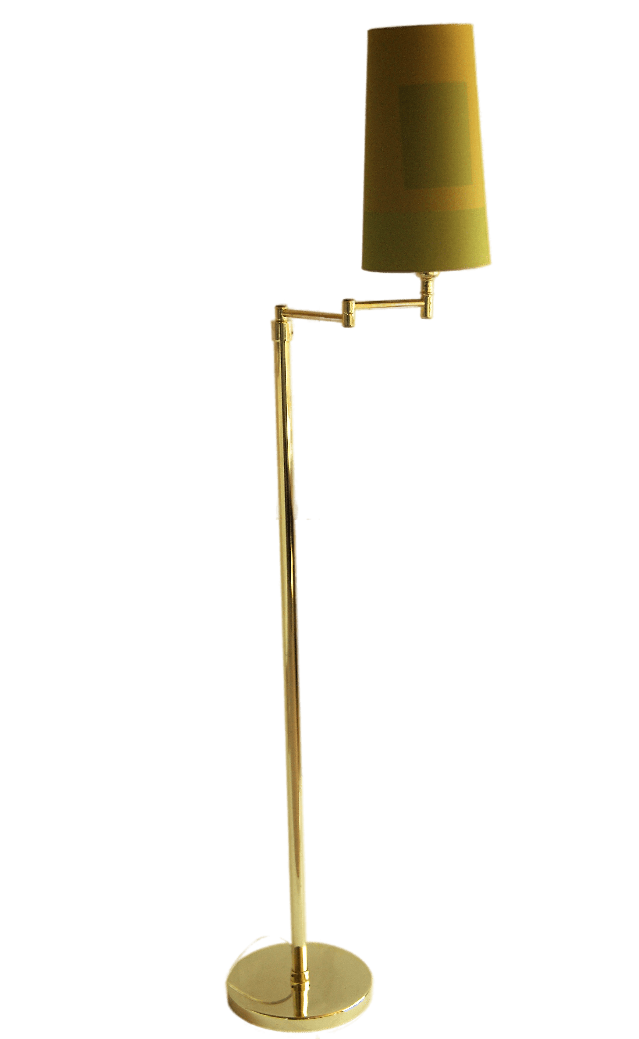 Vintage ikea brass swing arm floor lamp with pastel green fabric shade