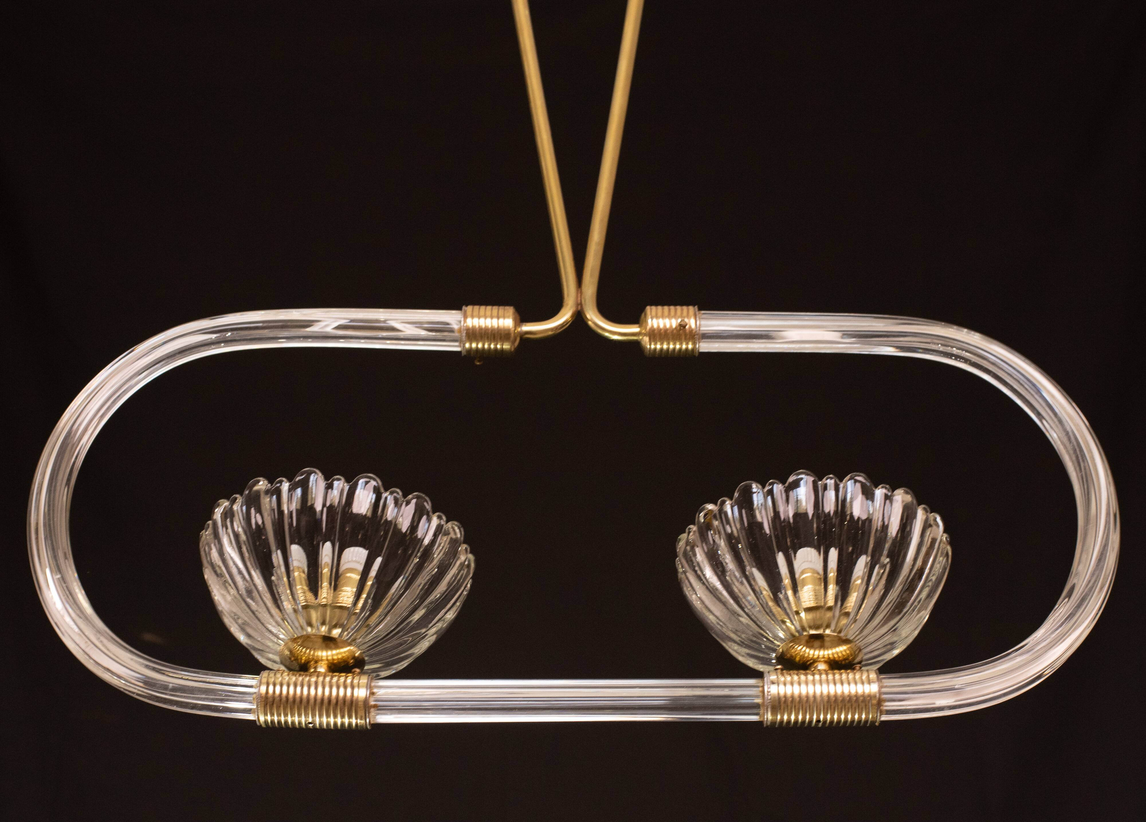 Extraordinary two-cup Art Deco candlestick by Barovier and Toso, 1940s