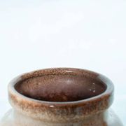 Vintage 'uienvaas' from West Germany, retro fat lava flower vase from the 1960s.