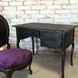 Black Louis XV desk with its medallion chair