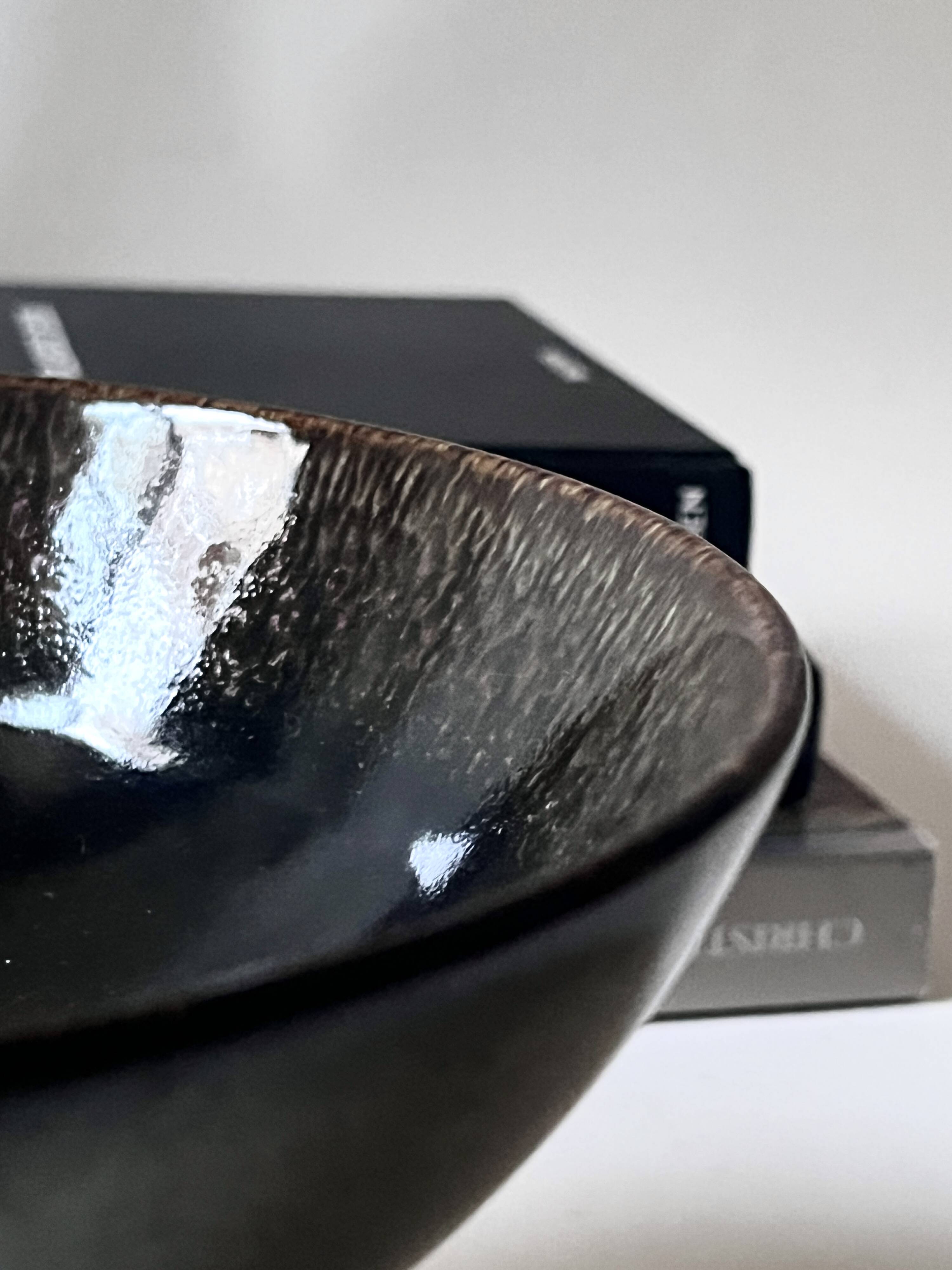 Footed ceramic glazed catchall, French design circa 1970.