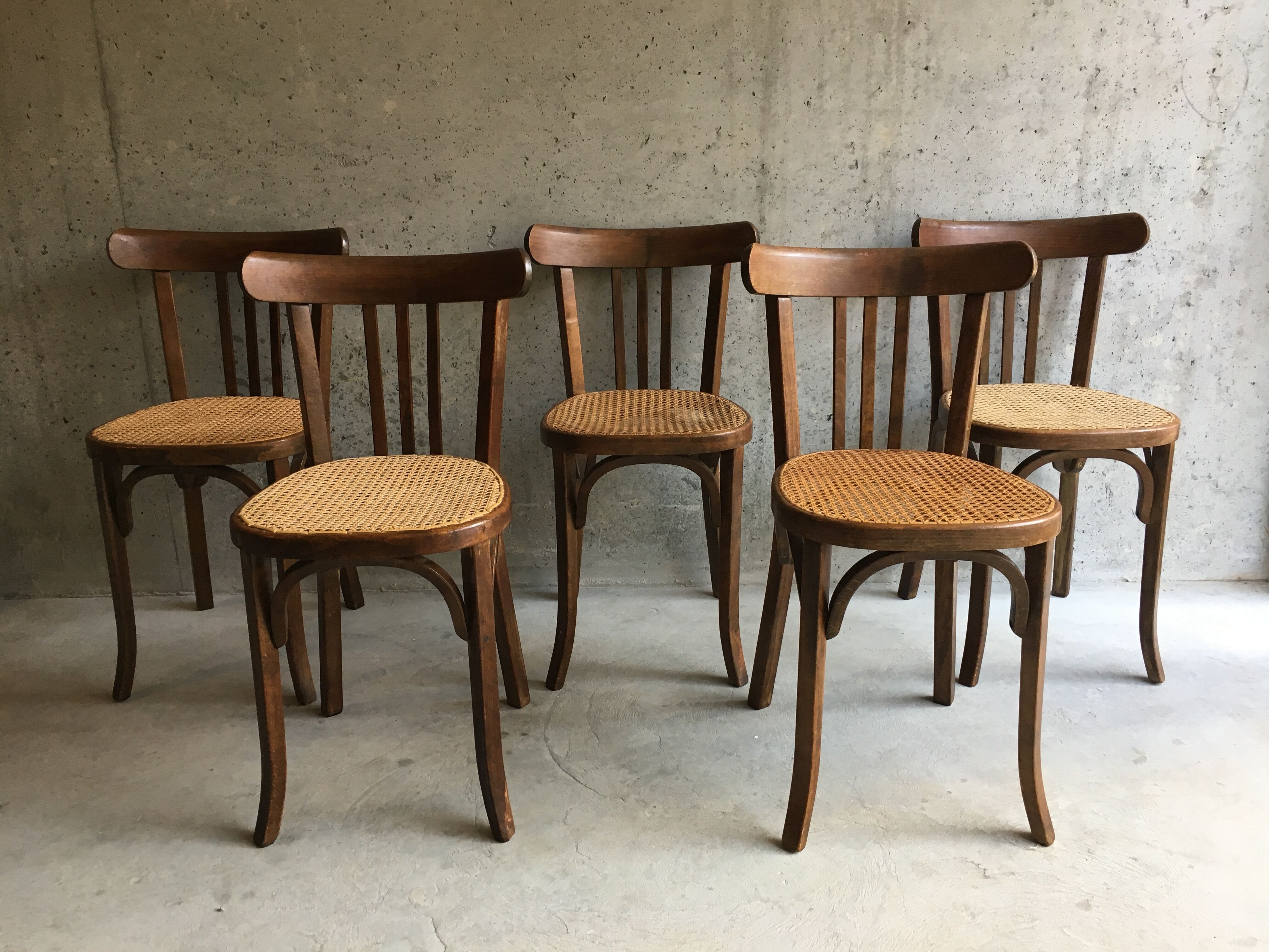 Set of 5 canned Baumann chairs