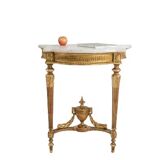 Gilded and carved wooden console table, marble top, circa 1880