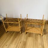 Pair of rattan bedside tables