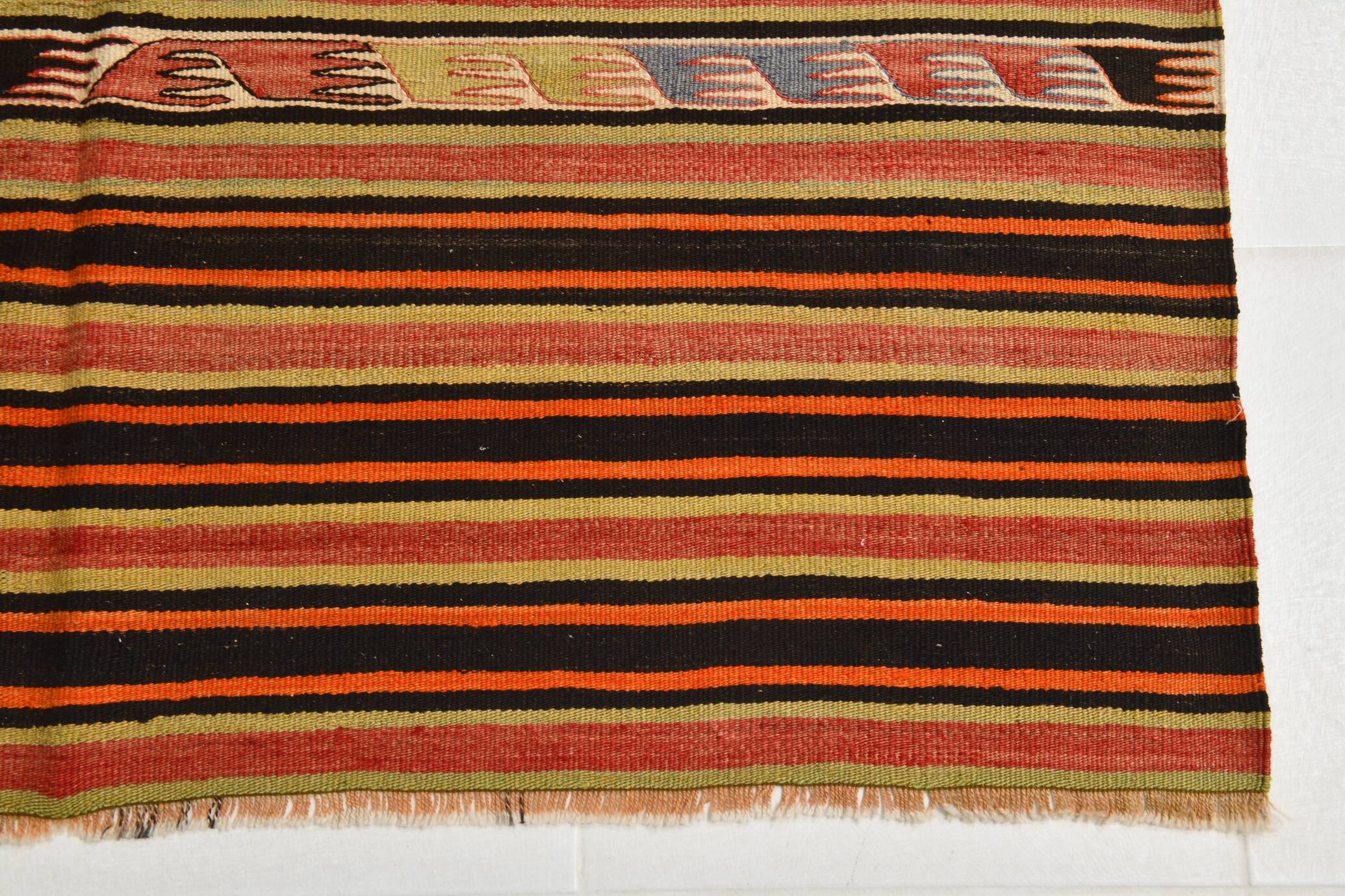 5x14 Kilim Runner Rug, 145x410Cm Pumpkin Orange Runner