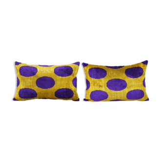 Silk ikat velvet lumbar pillow covers