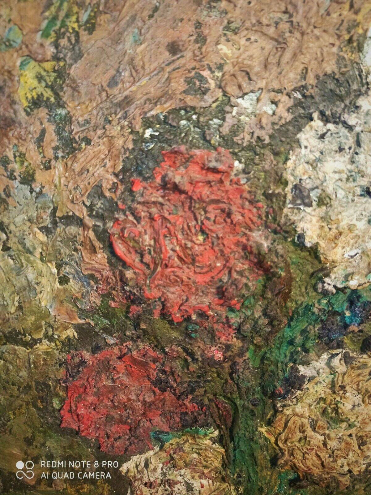 Tableau impressionniste matière huile tableau livourne raffaello giannelli-livorno-1963-flowers -