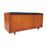 Vtg Mid Century Teak Blanket Ottoman Storage Chest Trunk Window Box Seat Bench