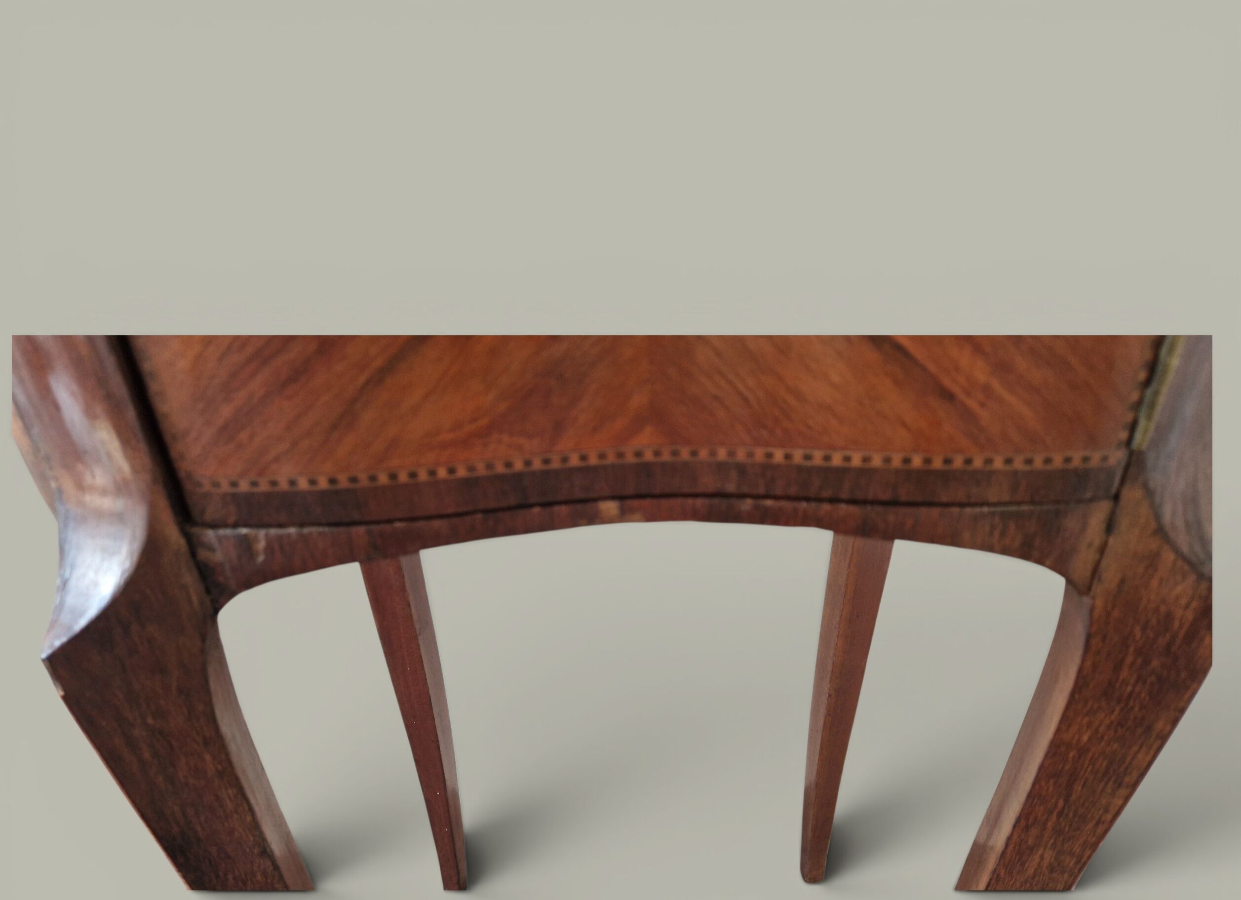 Curved side table in Louis XV style with marquetry - late 19th century