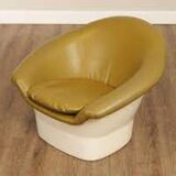 Fauteuil Lounge Pod Space Age Atomic avec Cuir de Bovin Noir de Dux, Suède, 1960s