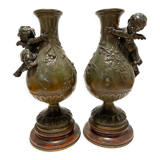 Pair of bronze vases, Auguste Moreau (1834-1917)