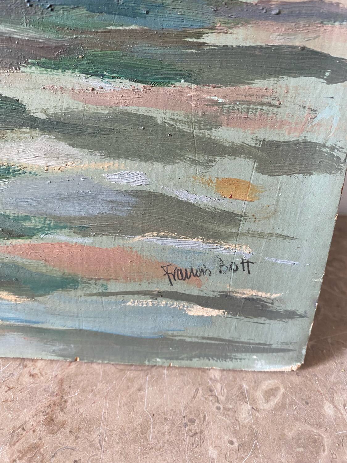 Painting of sailboats signed Francis Bott