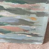 Painting of sailboats signed Francis Bott