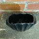 Vintage 1970s Black Ceramic Shell Vase #D690