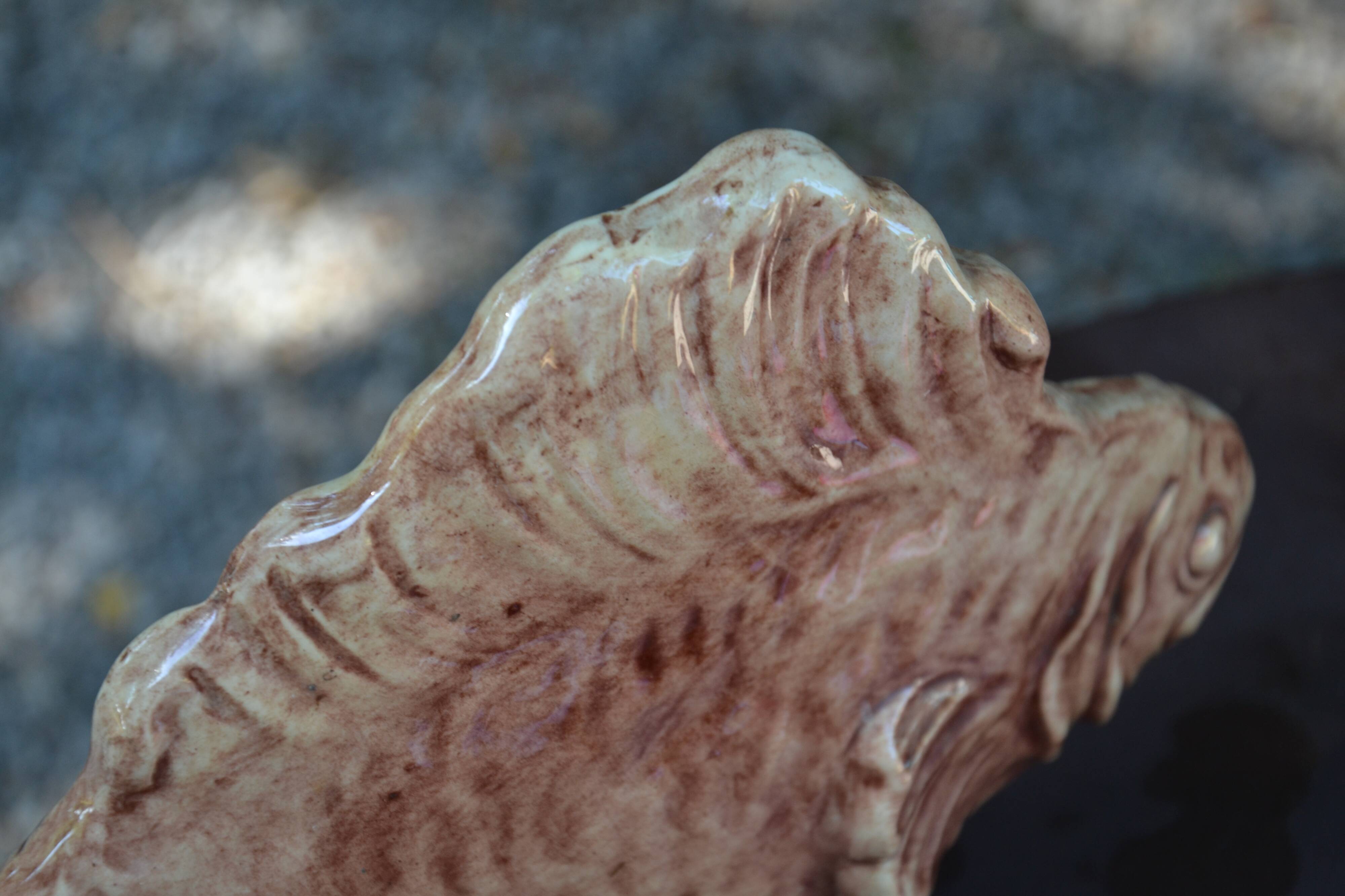 Ceramic fish statuette signed