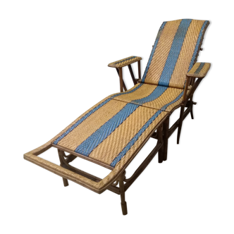 Old rattan and bamboo lounge chair in 1920