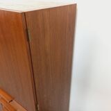 High Scandinavian modernist vintage sideboard in teak and black metal.