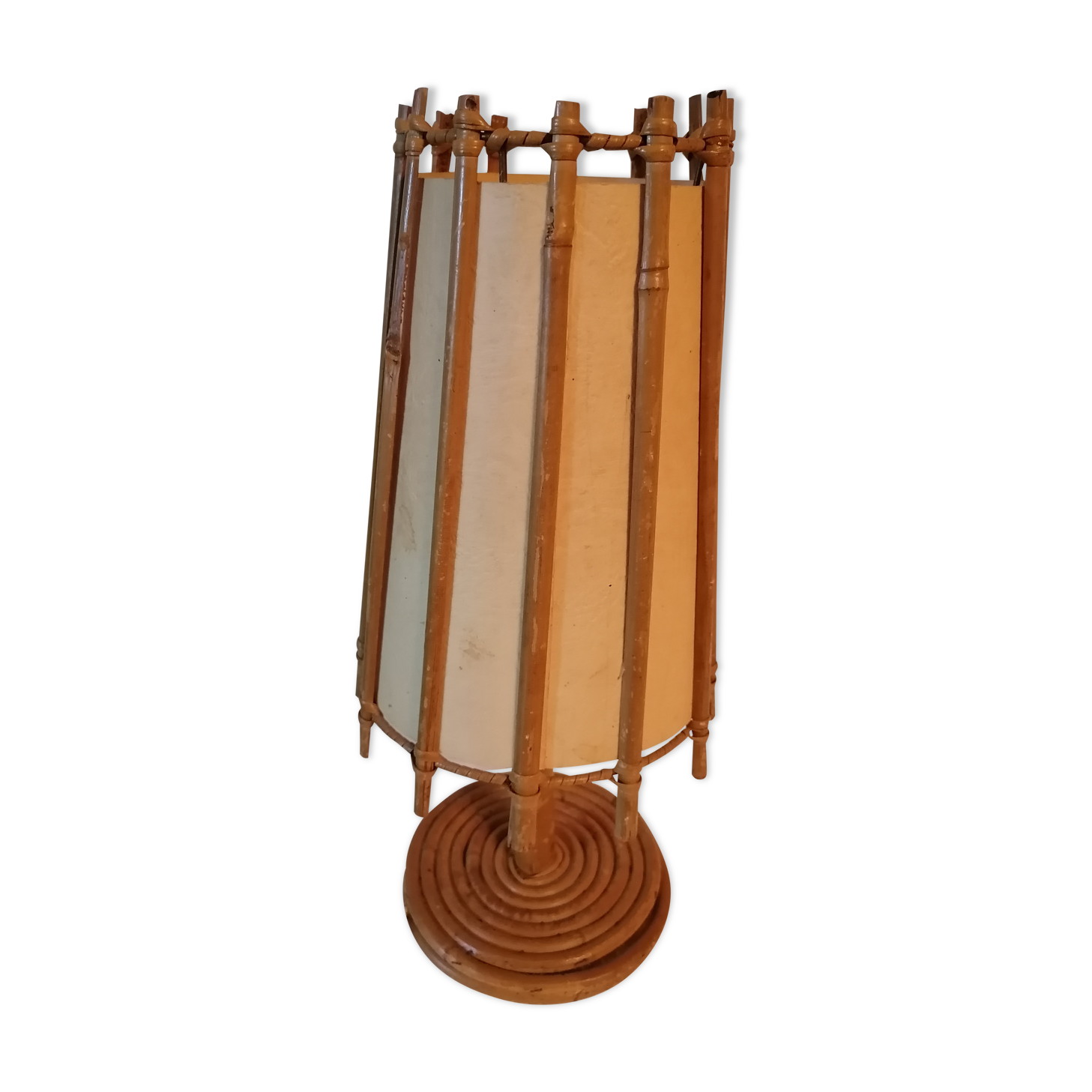 Bedside lamp wicker rattan 1960 1970
