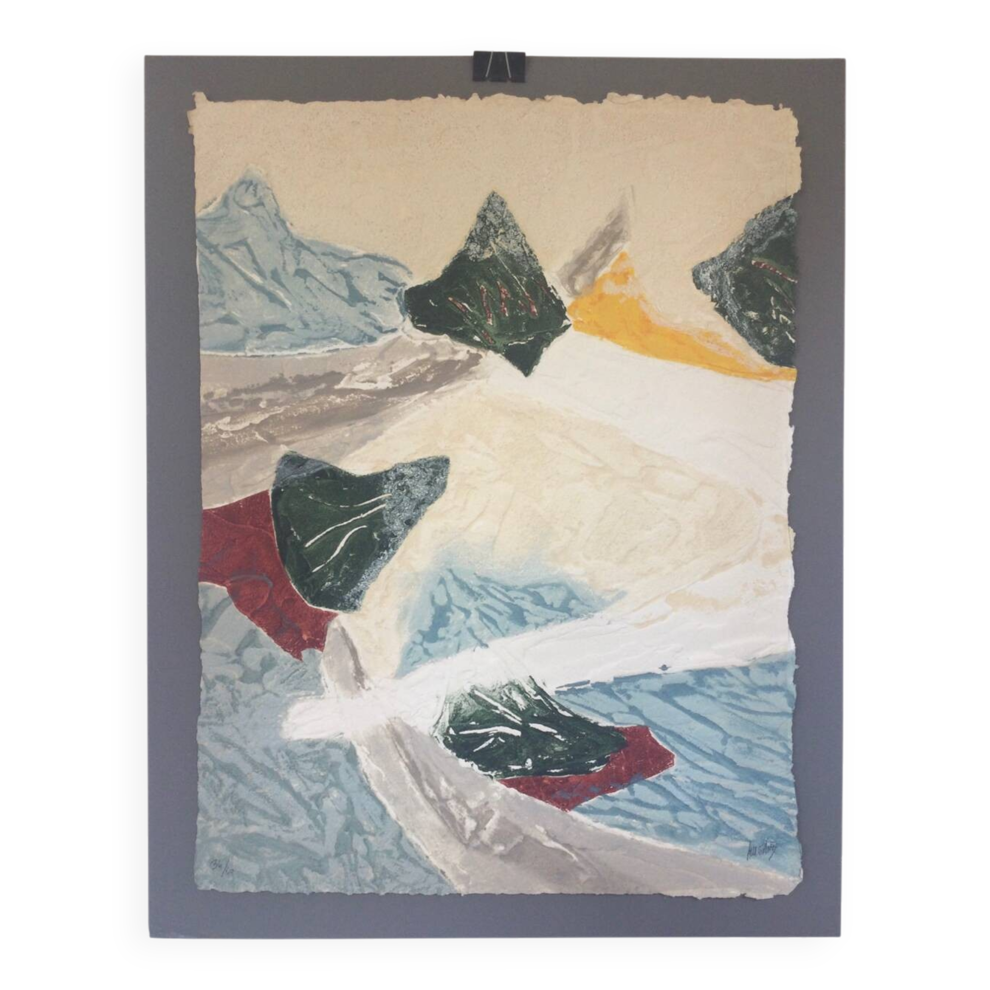 A carborundum engraving, towards the peaks, 1992, by bernard alligand.