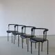4 postmodern black leather armchairs from Cidue, Italy, 1990s
