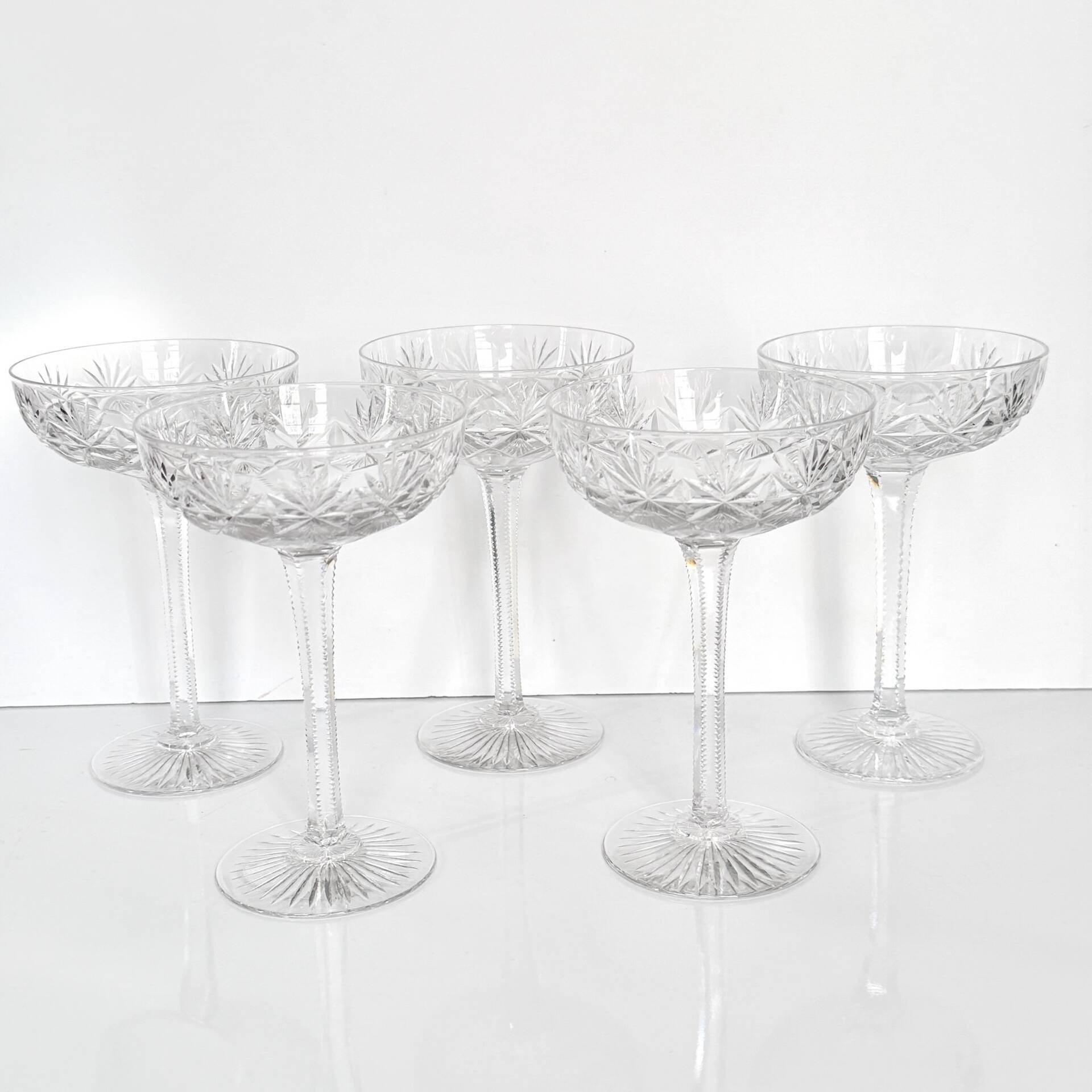 Set of 5 crystal champagne glasses from Saint-Louis | Gavarni model