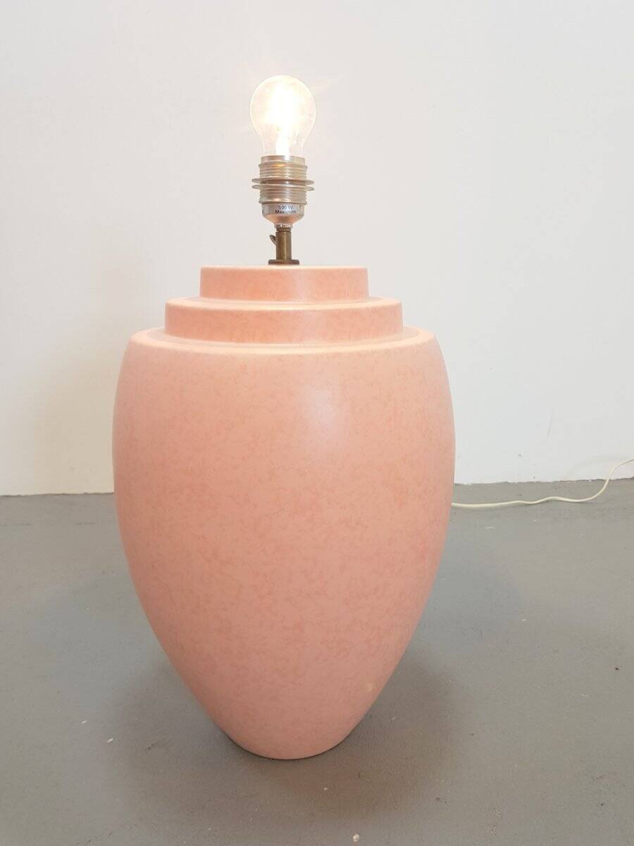 Large Pink Ceramic Table Lamp from Kostka, France, 1970s