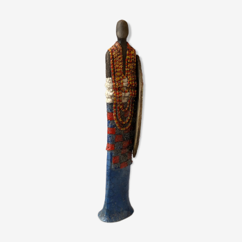 Sculpture en céramique guerrier africain par Piquifou