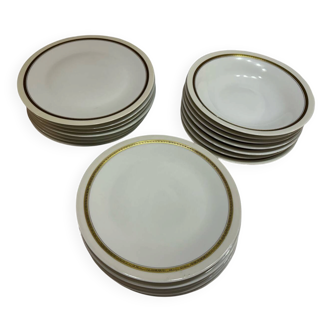 A. Vignaud-Limoges-France- Service 18 Pcs Greek Frieze Gilded