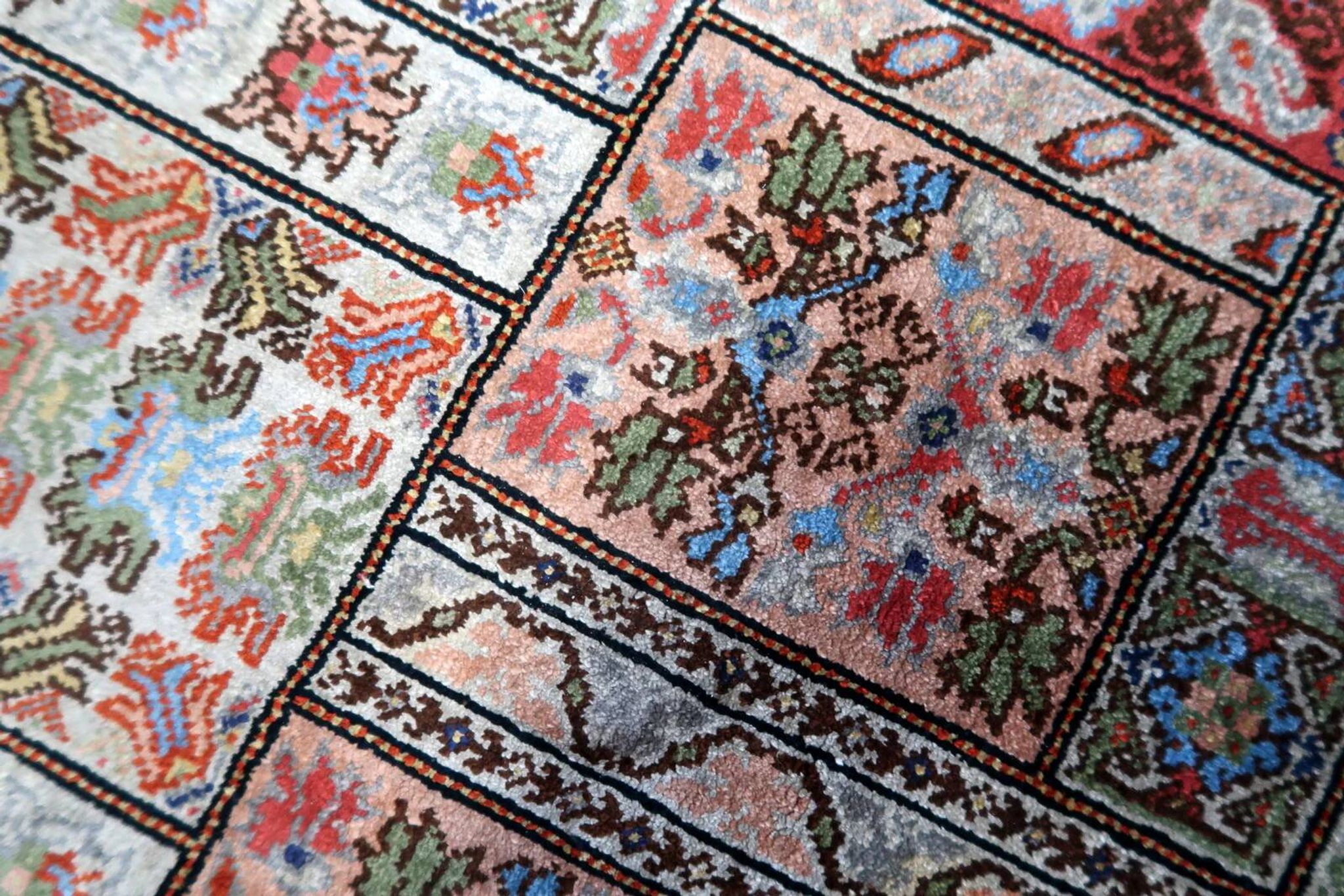 Handmade vintage Tunisian silk rug 51cm x 97cm, 1970s