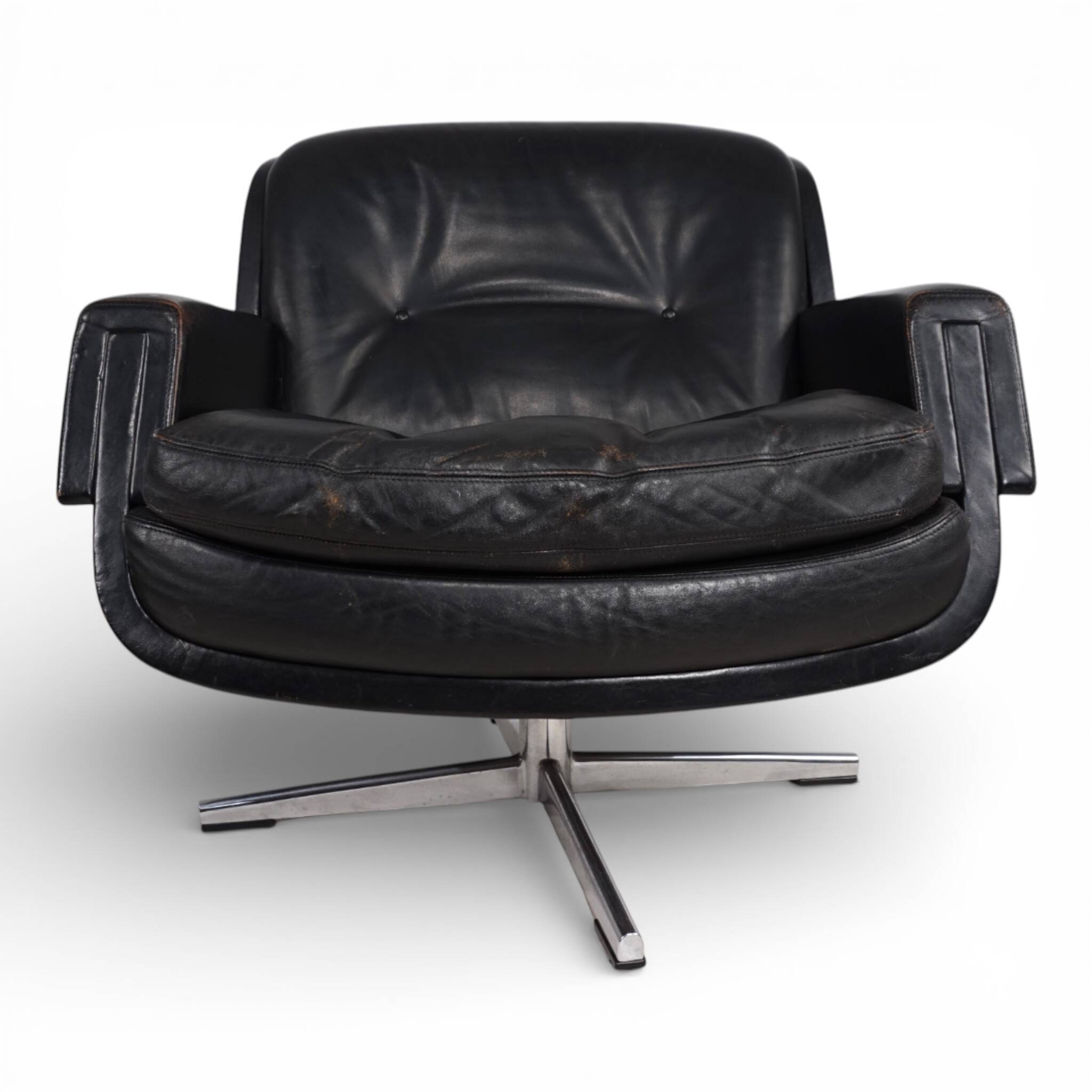 Fauteuil en cuir Eugen Schmidt, 1960