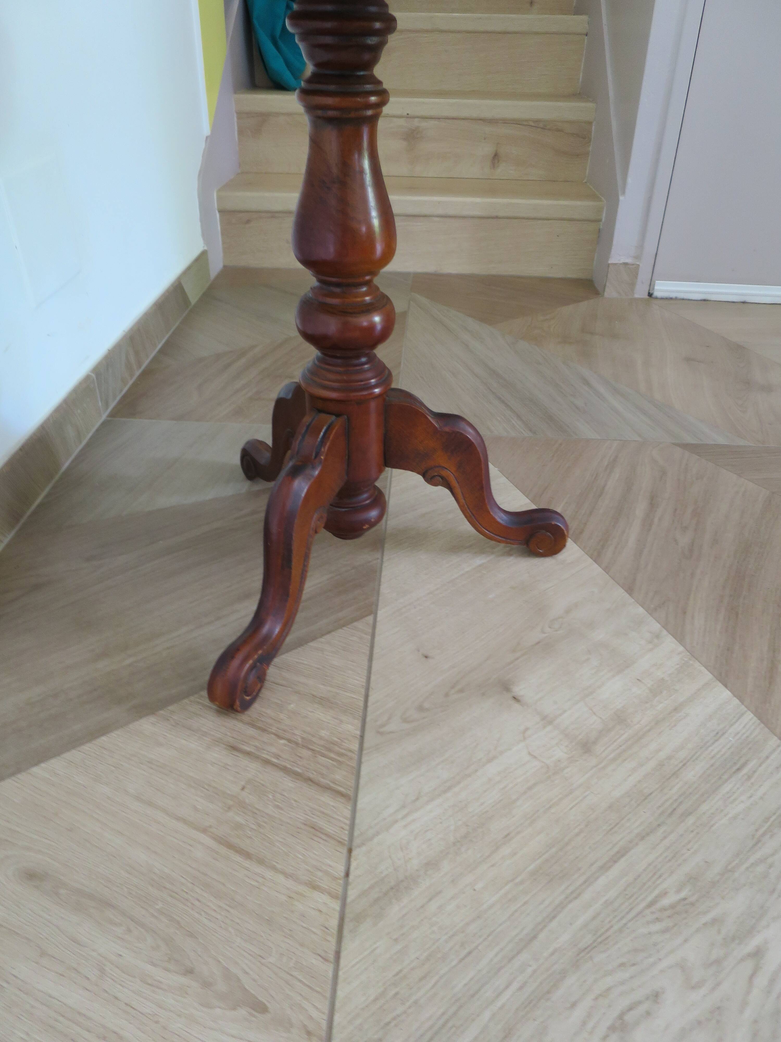 Side table - Tripod pedestal table - marquetry - Louis Philippe - mahogany stain