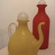 Stunning Duo of Mid-Century Frosted Satin Glass Carafes & Decanters