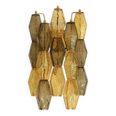 Contemporary Amber and Fumè “Poliedri” Murano Glass Wall Sconce in Venini S