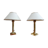 Paire de lampes de chevet en métal doré
