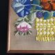 tableau fleurs brodées 1970