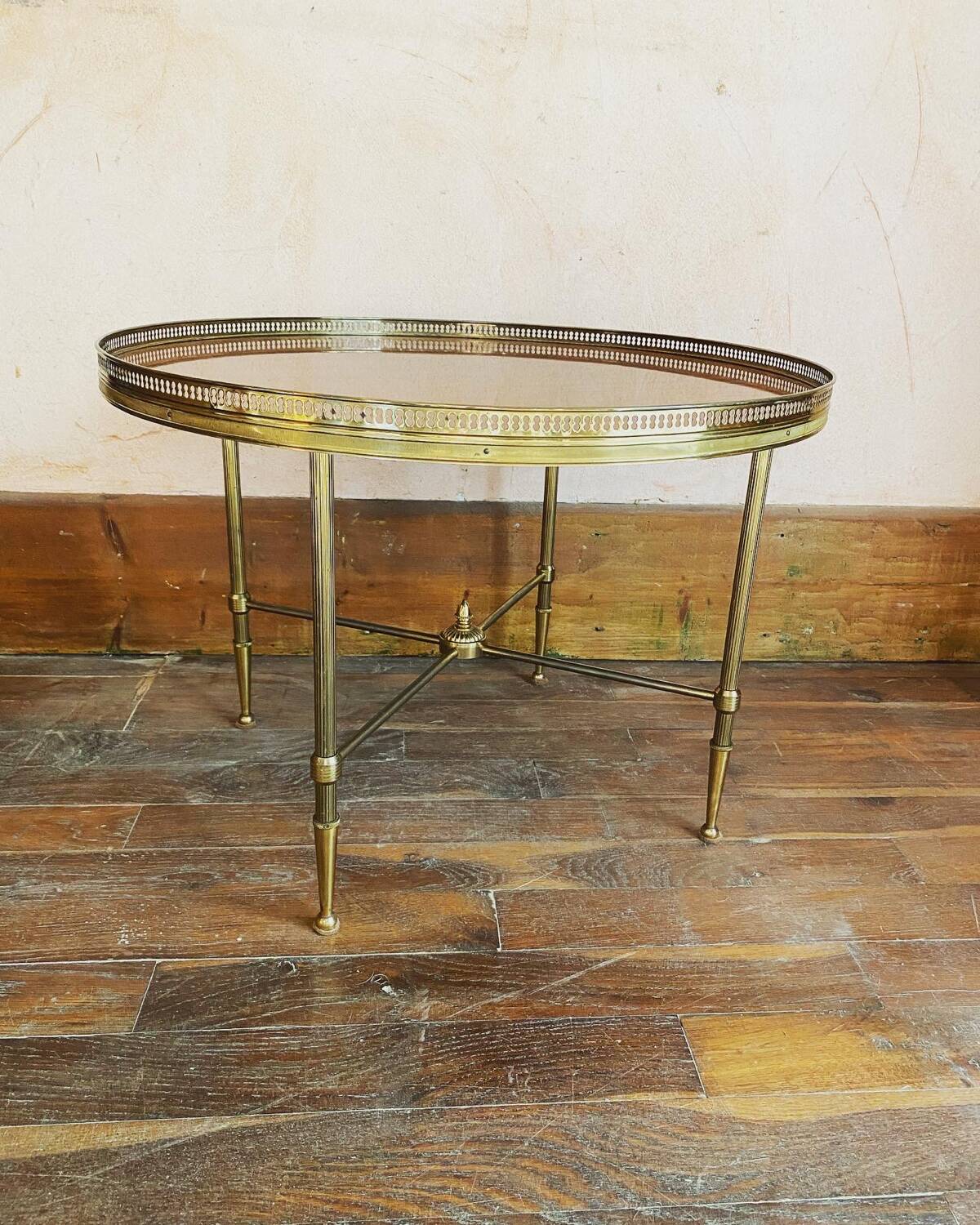 Vintage neoclassical style coffee table in mahogany veneer