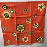 Nappe ronde et 7 serviettes seventies années 70