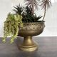 Vintage brass footed bowl, Italian decoration.