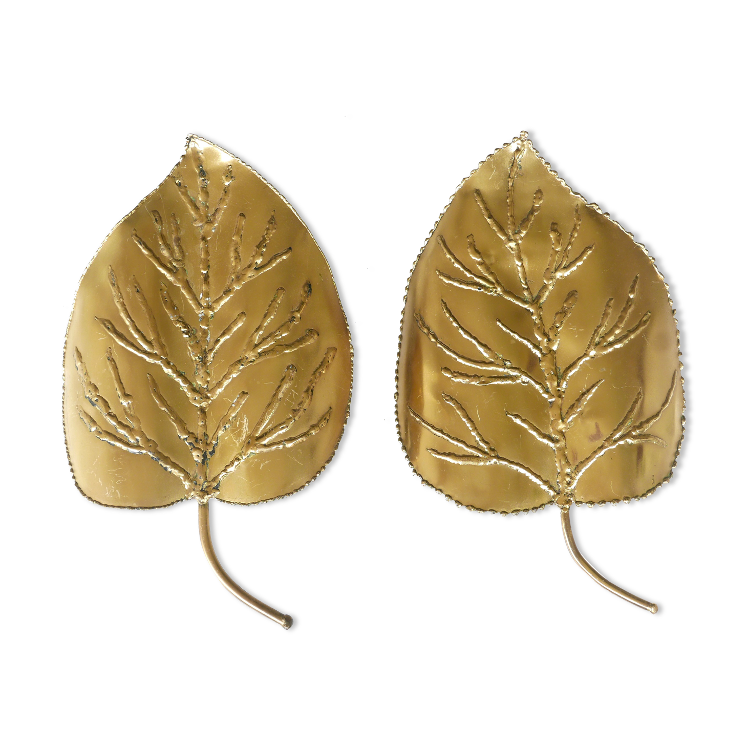 Pair of brass "leaf" wall lamps, 70s