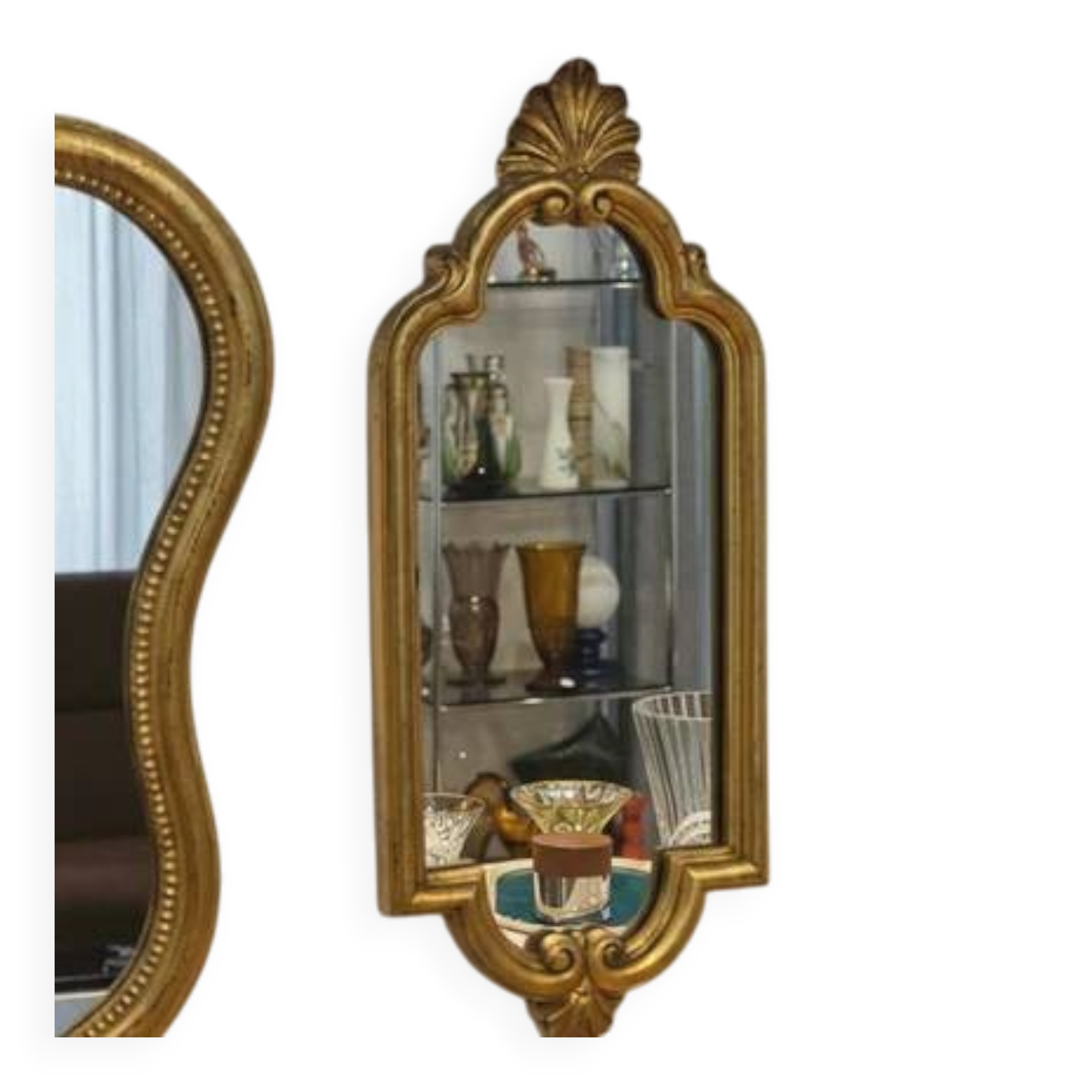 Small golden mirror in baroque style - H 43 cm